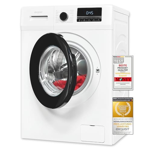 Exquisit Waschmaschine WA8014-340A weiss | Waschmaschine 8 kg | Energieeffizienz A | 16 Waschprogramme | Kindersicherung | Startzeitvorwahl | Washing machine von Exquisit