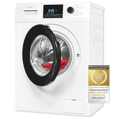 Exquisit Waschmaschine WA9214-340A weiss | 9 kg Fassungsvermögen | Energieeffizienzklasse A | 16 Waschprogramme | Kindersicherung | Startzeitvorwahl von Exquisit