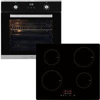 exquisit Backofen-Set "EBE76-9-H-020 inox", mit Teleskopauszug nachrüstbar, autark einbaubar-Ofen mit Heißluft,Induktionsfeld für schnelles Kochen von Exquisit