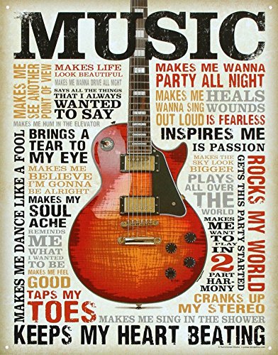 Music Inspires Me Distressed Retro Vintage Blechschild 30,5 x 20,3 cm von Exquisite Online