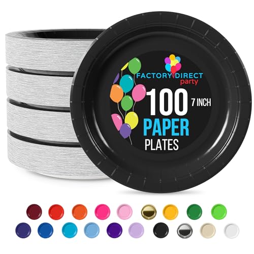 Exquisite Party Solids schwarze Einweg-Pappteller, 17,8 cm, schwarz, Einwegteller für Party, 100 Stück, robuste Pappteller, 350 g/m², Geburtstagsbedarf, Teller-Set Exquisite Party Solids schwarze Einweg-Pappteller, 17,8 cm, schwarz, Einwegteller für Party, 100 Stück, robuste Pappteller, 350 g/m², Geburtstagsbedarf, Teller-Set von Exquisite