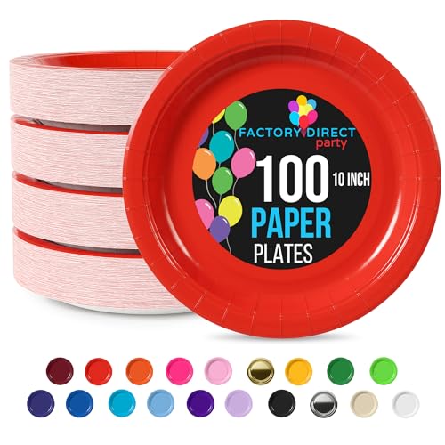 Exquisite Rote Einweg-Pappteller, strapazierfähig, 25,4 cm, rote Einwegteller für Partys, 100 Stück, robuste Pappteller, 350 g/m², Geburtstagsparty-Zubehör, Teller-Set Exquisite Rote Einweg-Pappteller, strapazierfähig, 25,4 cm, rote Einwegteller für Partys, 100 Stück, robuste Pappteller, 350 g/m², Geburtstagsparty-Zubehör, Teller-Set von Exquisite