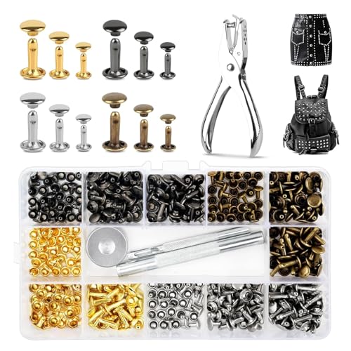 Exsbtay Leder Nieten Set,180 Set Hohlnieten mit Nietenzange und Lochzange 6mm 8mm 12mm Leder Nieten Metallniete Doppelkappe für DIY Handwerk Reperatur Dekoration Kleidung Exsbtay Leder Nieten Set,180 Set Hohlnieten mit Nietenzange und Lochzange 6mm 8mm 12mm Leder Nieten Metallniete Doppelkappe für DIY Handwerk Reperatur Dekoration Kleidung von Exsbtay