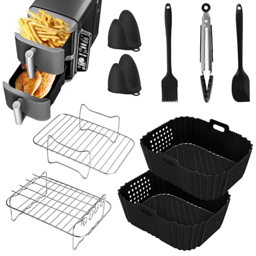 13 PCS Ninja Heißluftfritteuse Zubehör, Airfryer Zubehör für Ninja Double Stack XL 9.5 l Heißluftfritteuse SL400UK, AF400EU AF451EU, Silikonform Ninja Dual Zone Heißluftfritteuse Zubehör von Exsivemy