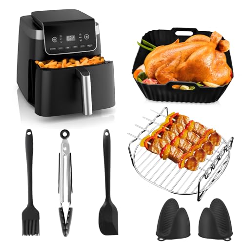 Airfryer Silikonform für Ninja AF140EU AF180EU, 11-teiliges Silikon-Luftfritteuse-Zubehör für Heißluftfritteuse PRO 4,7 l/6,2 l von Exsivemy