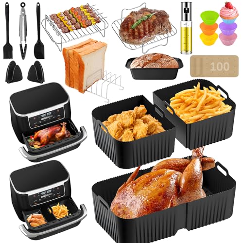 Airfryer Zubehör für Ninja Foodi Flexdrawer 10,4 l Heißluftfritteuse AF500EU AF500EUCP, 1×10.4L and 2×5.2L Silikonform Heissluftfritteuse AF500de, Weiteres Zubehör im Lieferumfang Enthalten von Exsivemy