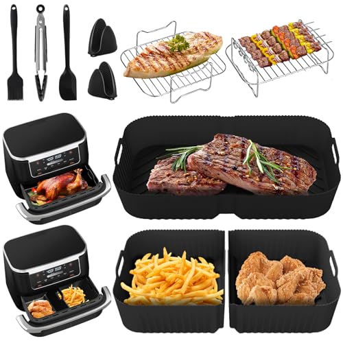 Airfryer Zubehör für Ninja Foodi Flexdrawer AF500EU 10.4 L, 1×10.4L and 2×5.2L Silikonform für Ninja heißluftfritteuse af500de Zubehör, Weiteres Zubehör im Lieferumfang Enthalten von Exsivemy