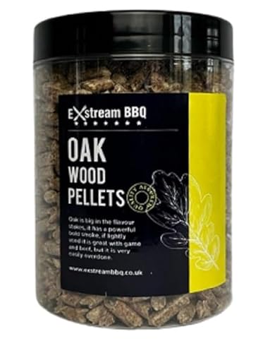 Exstream BBQ Räucherpellets im 1 Liter Glas Premium Qualität 8 natürliche Aromen für Holzöfen und Grills (Eichenholz) von Exstream