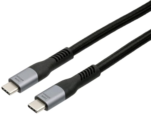 EXSYS EX-K1598-2.0 USB4.0 Kabel USB-C Stecker 2m 40Gbit/s 5A 240W schwarz Gewebe, 40Gbit/s, 240W, schwarz, 2 m von Exsys