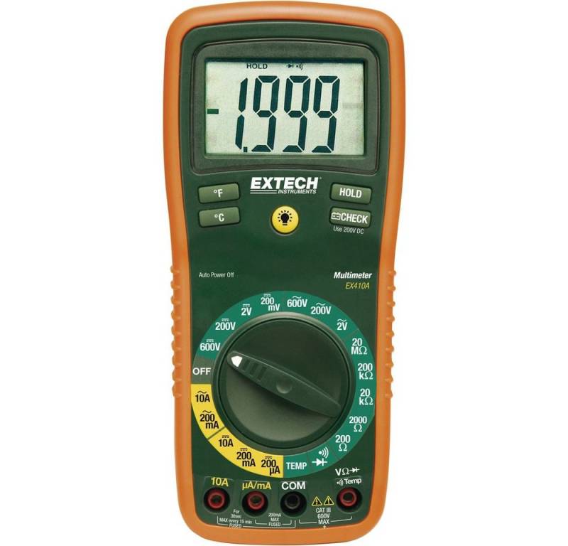 Extech Spannungsprüfer Extech EX410A-ISO Hand-Multimeter kalibriert (ISO) digital CAT III 60, (EX410A-ISO) von Extech