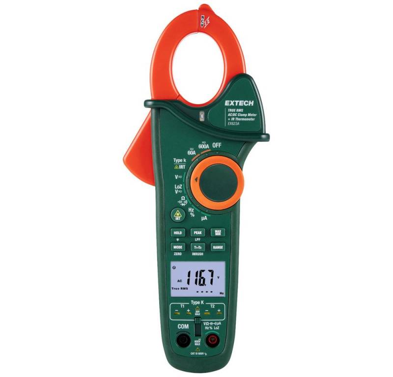 Extech Spannungsprüfer Extech Extech EX623A Stromzange digital IR-Thermometer CAT III 600 V, (Extech EX623A) von Extech