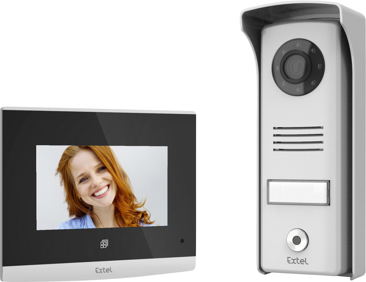 Extel Video-Türsprechanlage Compact, 4 Zoll Monitor 2-Draht, 6 Melodien, Nachtsicht, IP44 von Extel
