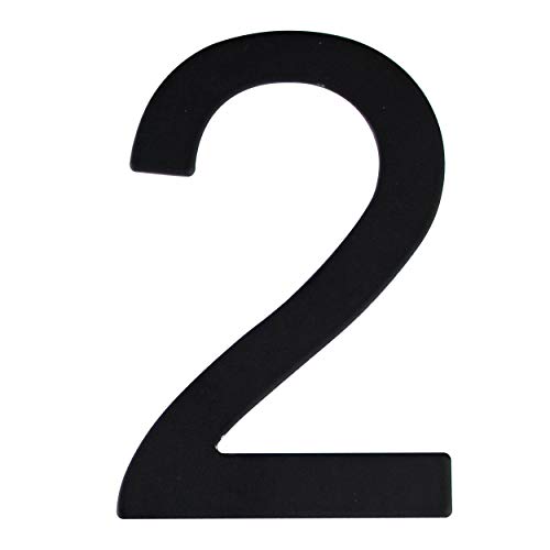 Hausnummer aus Edelstahl selbstkleben - Designtürnummer - Höhe 76mm - RAL 9005 Tiefschwarz Feinstruktur Pulverbeschichtet - Ziffer 2 von Extiff