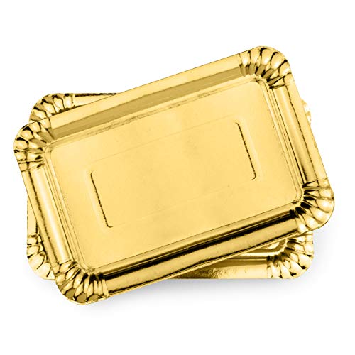 Extiff 50 Stück goldene Pappplatten für Gebäck oder kalte Buffet (14 x 21 cm) von Extiff