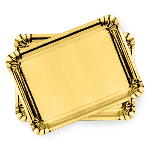 Extiff 50 Stück goldene Pappplatten für Gebäck oder kalte Buffet (16 x 22 cm) von Extiff