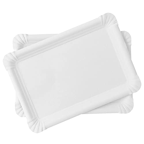 Extiff - Packung mit 20 weißen Kartonschalen, Präsentationsschalen für Gebäck oder kaltes Buffet (23 x 16 cm) von Miamex