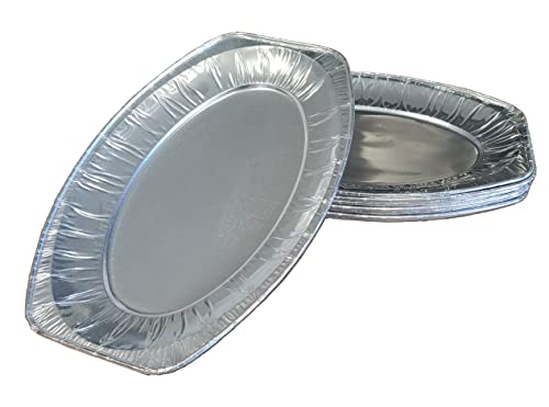 Extiff 10 ovale Aluminium-Tabletts, 32,5 x 22,7 cm, für Gebäck, Buffet, Fisch, Grill von Extiff