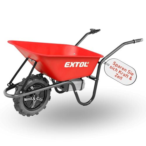 Extol Premium Elektrische Schubkarre mit Akku I 80L Mulde I 150kg Traglast I 500W I 40V Li-ion mit 6000mAh von Extol Premium