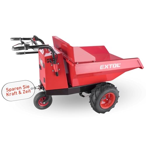 Extol Premium elektrische Schubkarre mit Akku | Dumper mit 200L Mulde | 400kg Traglast | 54V Li-Ion mit 15 Ah von Extol Premium