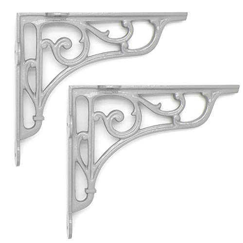 Regalwinkel Regalhalter Regalträger Wandkonsole Konsole Antik Shabby Retro Gründerzeit Regal 19,5 x 17 cm grau lackiert von ExtraRetro