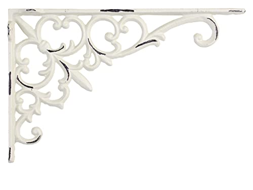 2er Set Regalwinkel Regalträger Wandkonsole Konsole rustikal Antiklook französische Lilie Gründerzeit Regal 15 x 23,5 x 3,5 cm antikweiß von Extragoods