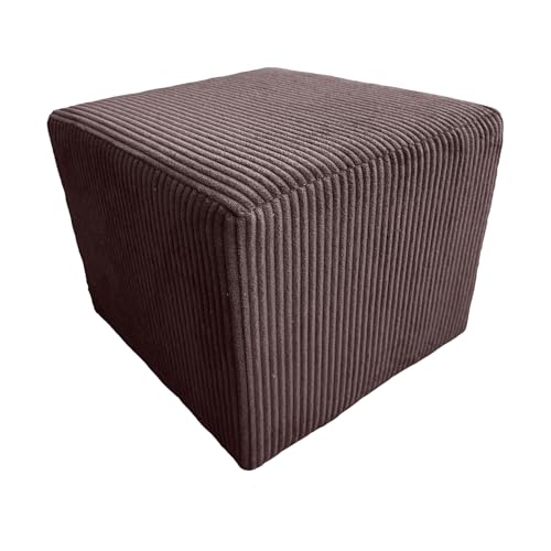 Extrasen Hocker Wohnzimmer Sitzhocker - Quadratisch 40 x 40 cm - Sofahocker - Dünner Cord Braun von Extrasen