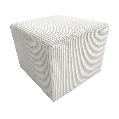 Extrasen Hocker Wohnzimmer Sitzhocker - Quadratisch 40 x 40 cm - Sofahocker - Dünner Cord Ecru von Extrasen