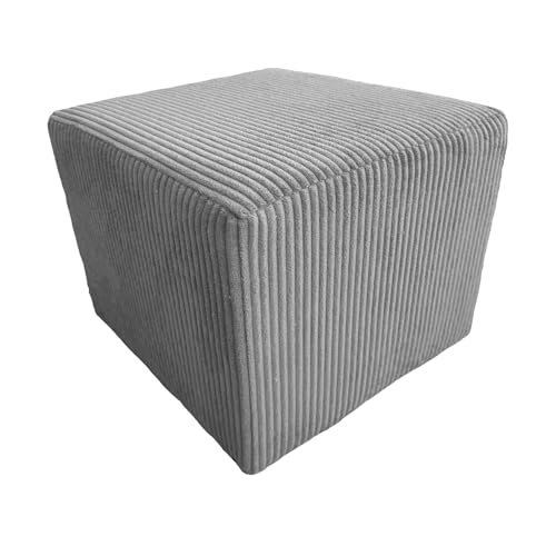 Extrasen Hocker Wohnzimmer Sitzhocker - Quadratisch 40 x 40 cm - Sofahocker - Dünner Cord Grau von Extrasen