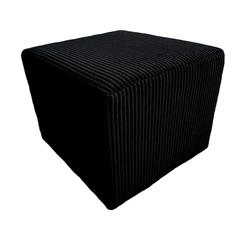 Extrasen Hocker Wohnzimmer Sitzhocker - Quadratisch 40 x 40 cm - Sofahocker - Dünner Cord Schwarz von Extrasen