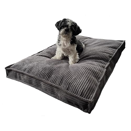 Extrasen Hundebett Hundekissen Cord Große Hunde Waschbar Abriebfest 100 x 70 cm Grau XXL von Extrasen