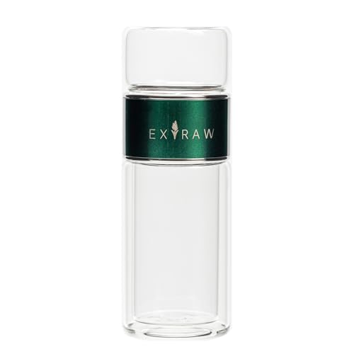 Extraw 300ml Glas Teeflasche mit Sieb – Doppelwandige Isolierflasche für Heiße & Kalte Getränke | Auslaufsichere Thermosflasche mit Edelstahl-Deckel & Teesieb | BPA-freies Borosilikatglas (Grün) von Extraw