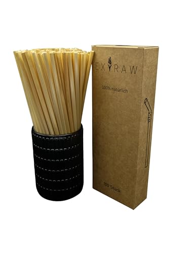 Extraw Bio-Weizen Strohhalme - 100stk Trinkhalme aus Stroh - 100% biologisch abbaubar und umweltfreundlich, nachhaltige Alternative zu Papier, Plastik, Metall und Glas - für warme und kalte Getränke von Extraw
