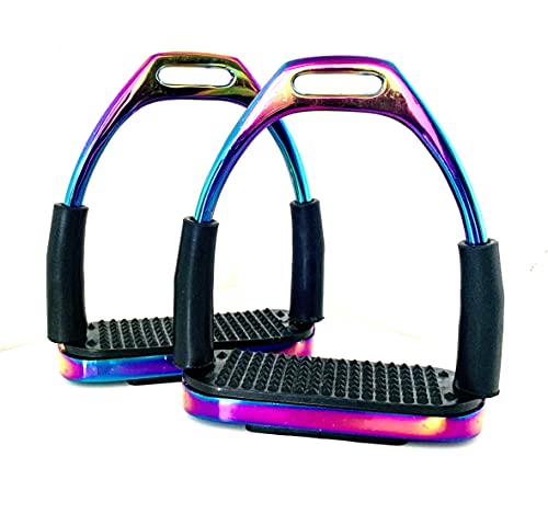 Extreme Rainbow Gloss Fillis Sicherheitssteigbügel, flexibel, biegsam, für Reiter, S/Stahl mit Trittflächen, 10,2 cm und 12,1 cm (4 Zoll) von Extreme