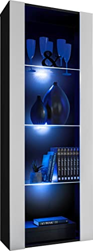 ExtremeFurniture Open Vertical 159 Wandschrank, Karkasse in Schwarz Matt/Front in Weiß Matt mit LED in blau von ExtremeFurniture