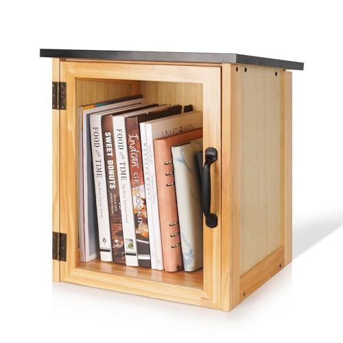 Exttlliy Outdoor Library Book Box Storage Small Wood Cabinet Little Literature Box for Neighborhood Community and School Sharing Books, Literatur, Zeitungen, Lebensmittel und Kunst von Exttlliy