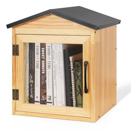 Exttlliy Outdoor Library Outdoor Book Box Storage Small Wooden Cabinet Little Literature Box for Neighborhoods Community and Schools Sharing Books, Flyers, Newspapers, Food and Art (B) von Exttlliy