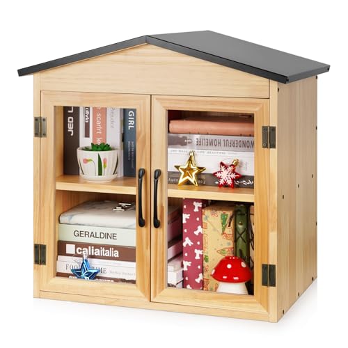 Exttlliy Outdoor Library Outdoor Book Box Storage Small Wooden Cabinet Little Literature Box for Neighborhoods Community and Schools Sharing Books, Flyers, Newspapers, Food and Art (D) von Exttlliy
