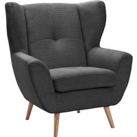 exxpo - sofa fashion Sessel "ALVESTA, Ohrensessel, Loungesessel mit hohem Sitzkomfort", gemütliche Rückenlehne, mit Knopfheftung und hohen Holzfüßen, in Cord von Exxpo - Sofa Fashion