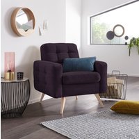 exxpo - sofa fashion Sessel "Nappa, Loungesessel, aktuelle Rückensteppung, bequem und modern" hoher Holzfuß von Exxpo - Sofa Fashion