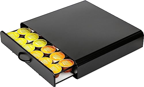 EXZACT Schubladen für Kaffeekapseln kompatibel mit Dolce Gusto Kapseln Kapazität 40 Kaffeekapsel Aufbewahrung – Maschinenständer 2-in-1, matte Oberfläche von Exzact