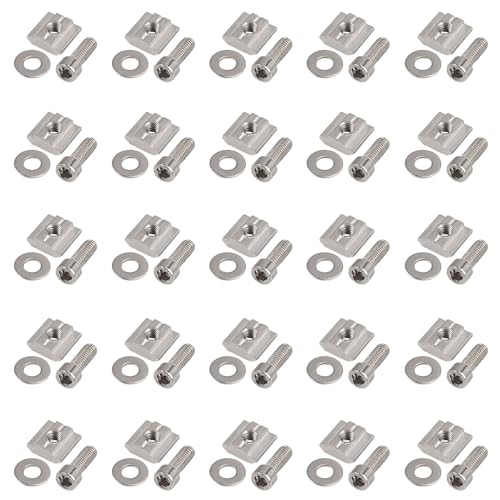 EYPINS 50x Nutenstein M6, T-Muttern Aluminiumprofil Aluprofil Steckverbindersatz der Serie 3030 M6 NUT-Schieberkit mit Gewinde, Unterlegscheibe Kohlenstoffstahl, Europäischer Standard Nut von EYPINS