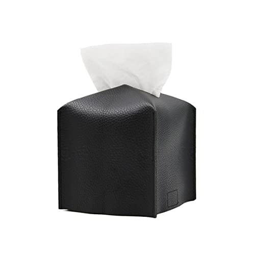 1 x Schwarze Taschentuchbox-Abdeckung, quadratische PU-Leder-Taschentuchbox, moderner Taschentuchhalter-Organizer für Badezimmer, Nachttisch, Büro von Eyands