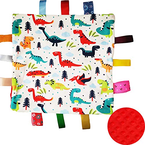 Baby Red Tag Decke, Baumwollplüsch Super Soft Taggy Decke, super nette Dinosaurier-Decke mit Umbauten Großes Geschenk für Babyparty-Party Baby Red Tag Decke, Baumwollplüsch Super Soft Taggy Decke, super nette Dinosaurier-Decke mit Umbauten Großes Geschenk für Babyparty-Party von Eyands