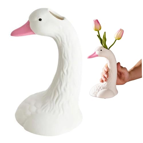 1pc Blumen Vase Schwan Vase Dekor einzigartige Funky Vasen für Wohnzimmer Dekor Keramik Vase Coole Bodenvase für Konsolentisch Wohnkultur Geschenk von Eyccier