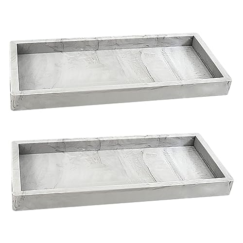 2pcs Badezimmertablett Silikon Waschtablett Schwarzes Waschtisch 7,8 x 4 Zoll bruchsicherer Seife und Schwammhalter Küchenspüle Organizer für, Schmuck, Keys Marmor Venen Vanity Tablys für Badezimme von Eyccier