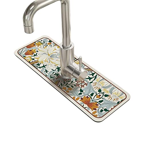 Absorbierende Küchenspüle Matte Nicht rutschfarbige Wasserhahnmatte Küche Spüle Splash Catcher Guard Wasserhahn um Trocknungskissen 15x5, 1 Zoll Stil 3 von Eyccier