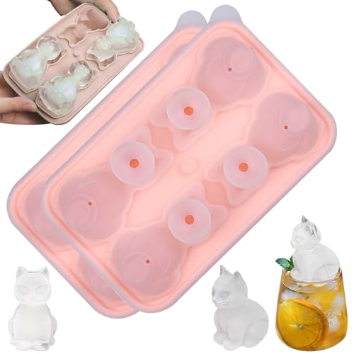 Cat Ice Cube Tablett 2pcs 4 Gitter Lebensmittelqualität Silikon niedliche Eisformen mit Trichter hitzebeständiger flexibler Würfelhersteller für Home Bar Restaurant, Style1.. von Eyccier