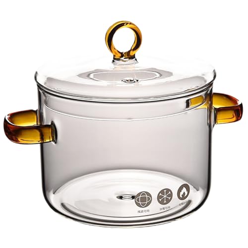 Clear Pot mit Deckel 1, 5 l Dual Griff Glass Pot Microwavable Clear Sarker Hitzebeständiges universelle Glastöpfe zum Kochen von Suppe Milchbrei.. von Eyccier