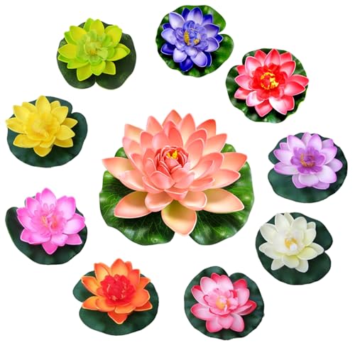 Eyccier 10pcs künstliche Lotusblume, 4 lebensee schwimmende Eva -Lotusblume mit Bodenblatt für Garten, Pool, Aquarium, Teichdekor, zufällige Farben. Eyccier 10pcs künstliche Lotusblume, 4 lebensee schwimmende Eva -Lotusblume mit Bodenblatt für Garten, Pool, Aquarium, Teichdekor, zufällige Farben. von Eyccier