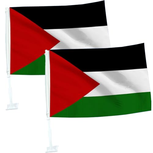 Eyccier 2pcs Palästine Flagge doppelseitige Palästina -Autoflaggen mit Fahnenmast Palästina kleine Handwellenflag von Eyccier